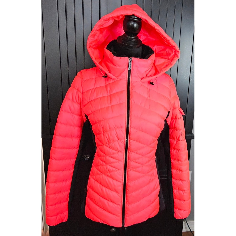 Calvin Klein Performance Puffer Jacket Womens Small Pink Hooded Mixed Media - Picture 8 of 12